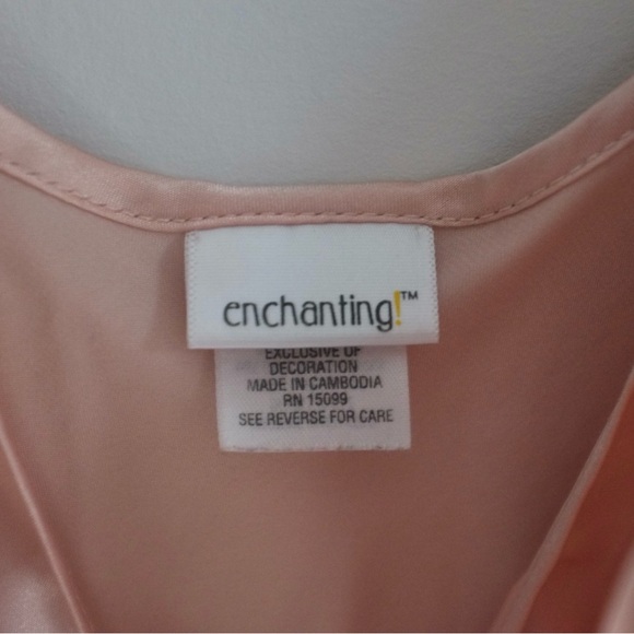 1990s Vintage Enchanted Peach Full Length Slip Dress - Picture 5 of 7